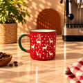 Christmas Reindeer Mug, Red with Green Handle, 300ml by Gifteila