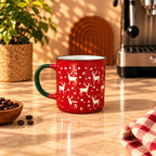 Christmas Reindeer Mug, Red with Green Handle, 300ml by Gifteila