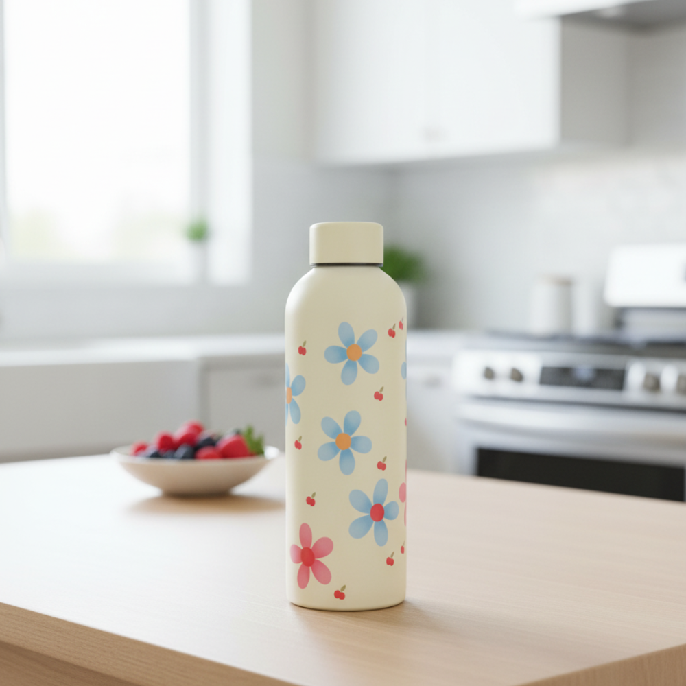 Floral Bottle - Elegant Flower Design Water Bottle