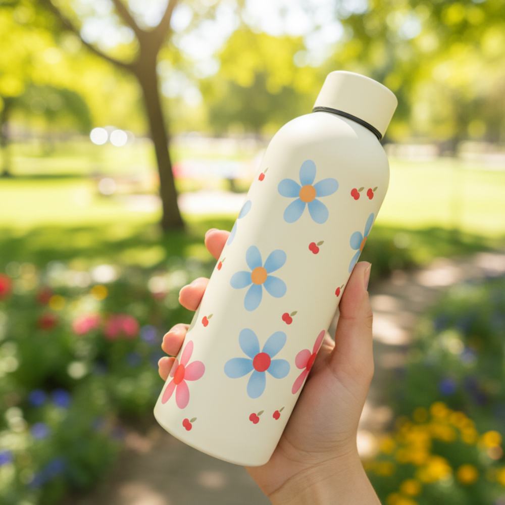 Floral Bottle - Elegant Flower Design Water Bottle