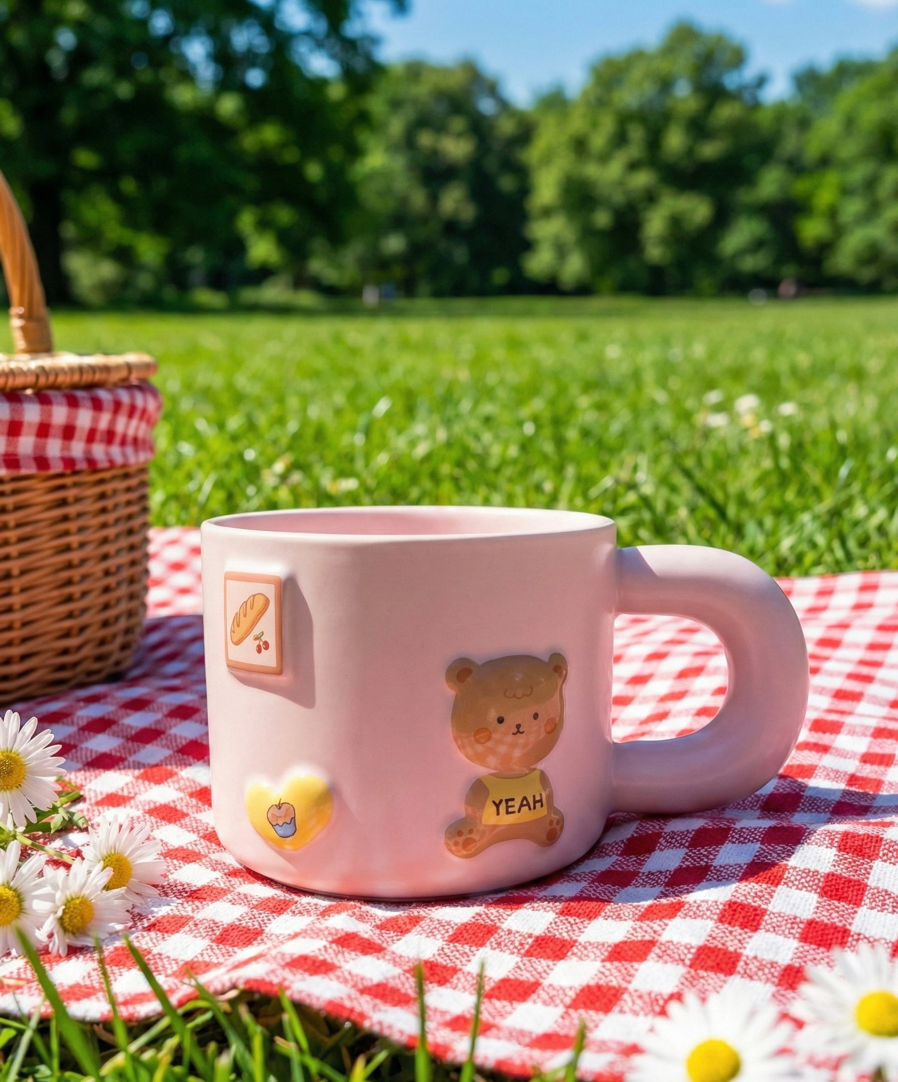 Blush Pink Teddy Cup - Premium Ceramic Mug with Adorable Bear Design