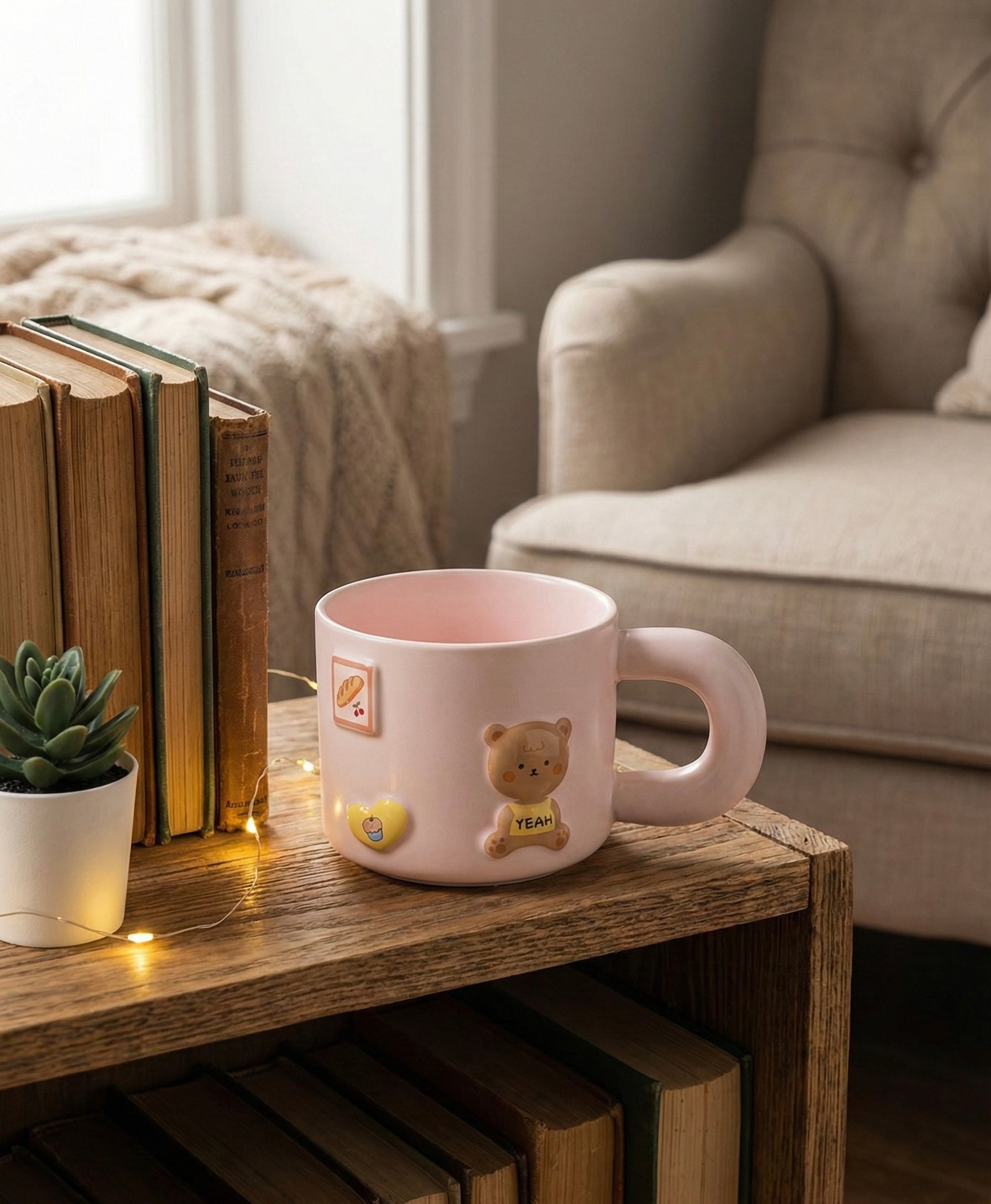 Blush Pink Teddy Cup - Premium Ceramic Mug with Adorable Bear Design