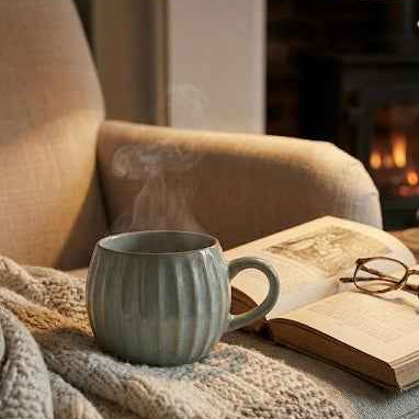 Sage Ribbed Coffee Mug - 380 ml | Cozy Luxury Ceramic Cup