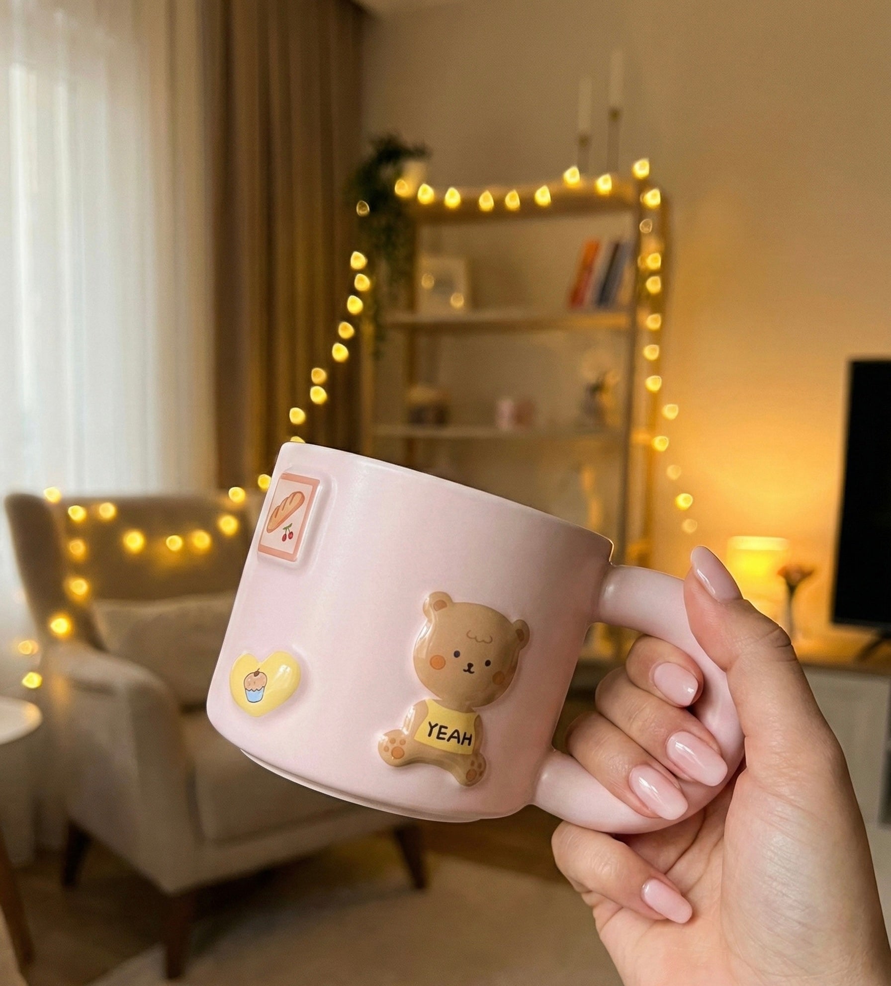 Blush Pink Teddy Cup - Premium Ceramic Mug with Adorable Bear Design