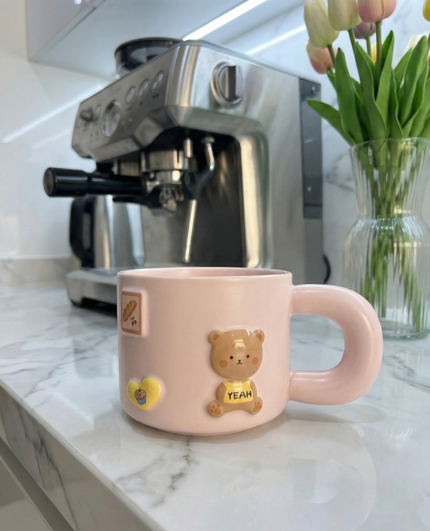 Blush Pink Teddy Cup - Premium Ceramic Mug with Adorable Bear Design