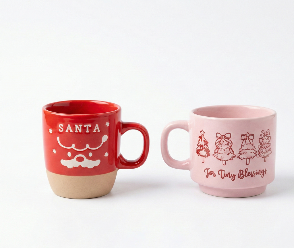 Cozy Holiday Espresso Duo 140ML – Santa & Pink Cup Set 17% OFF