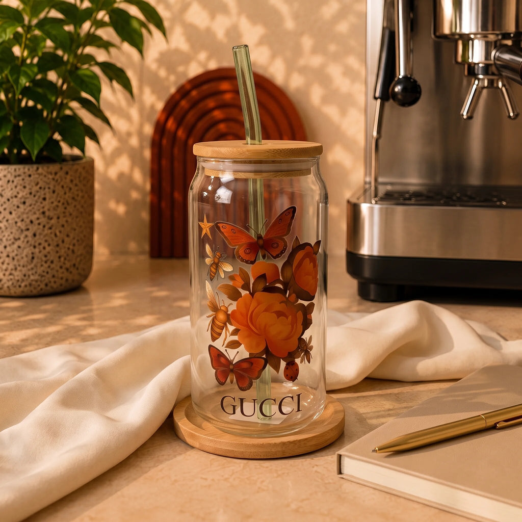 Luxury Coffee Glass Jar – Bamboo Lid & Straw
