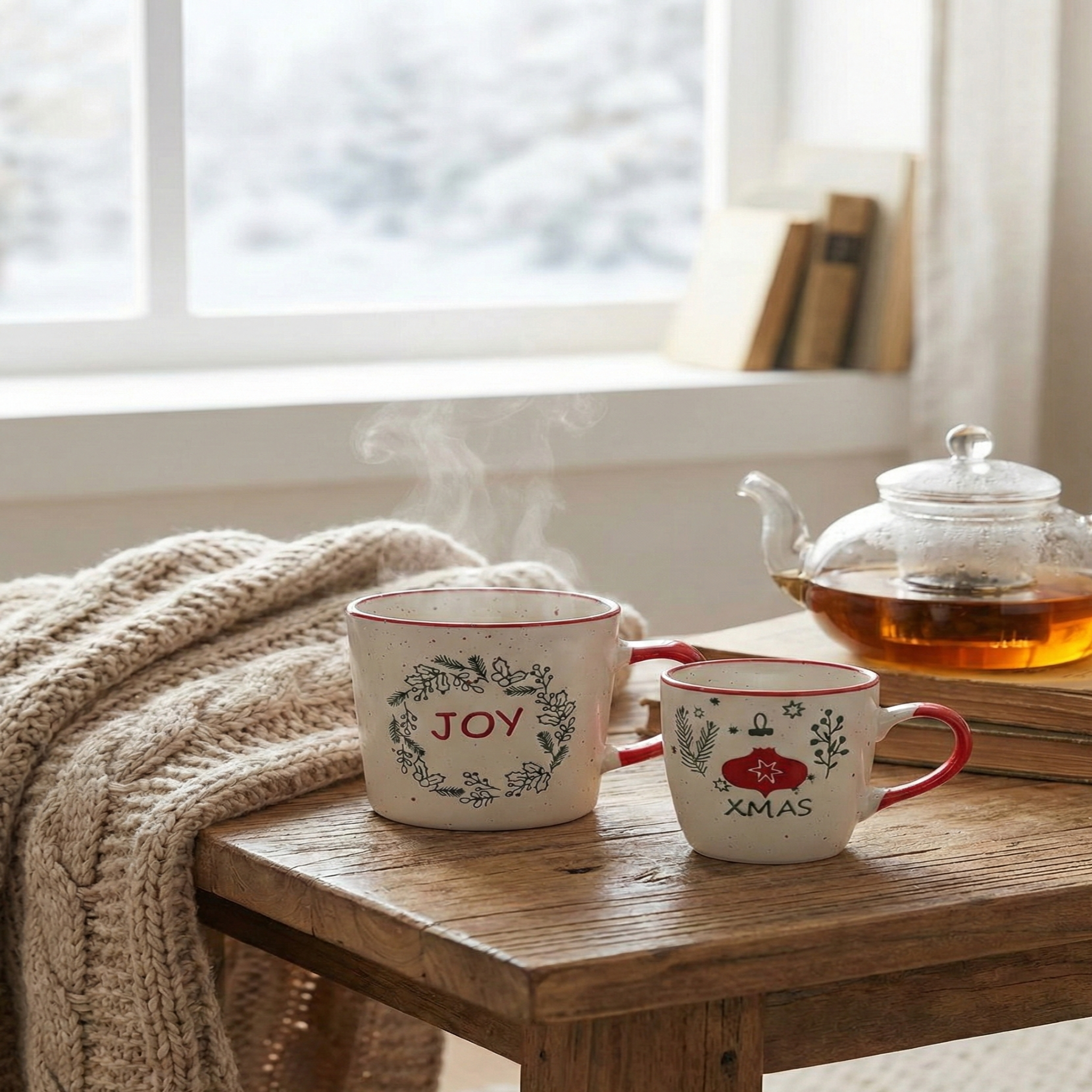 Handmade Ceramic Mug Set - Large & Medium