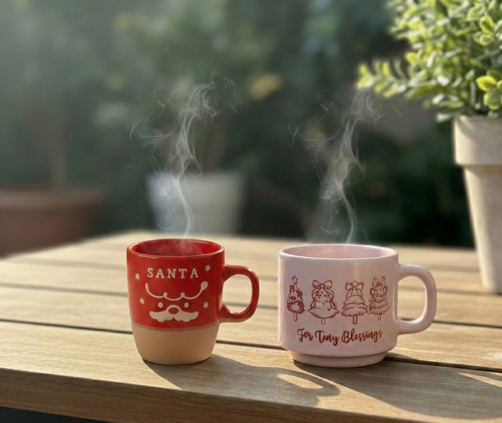 Cozy Holiday Espresso Duo 140ML – Santa & Pink Cup Set 17% OFF