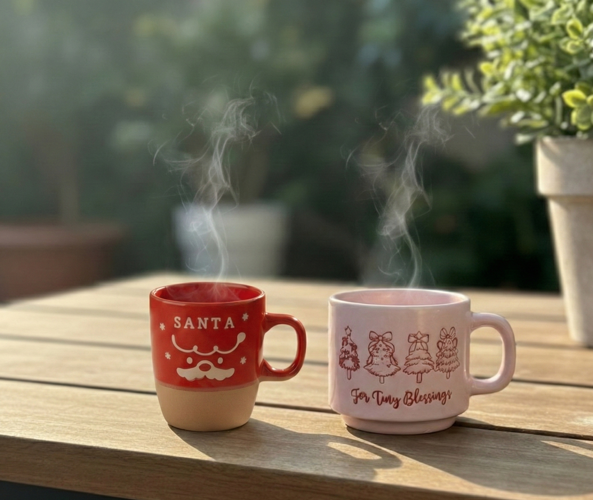 Cozy Holiday Espresso Duo 140ML – Santa & Pink Cup Set 17% OFF