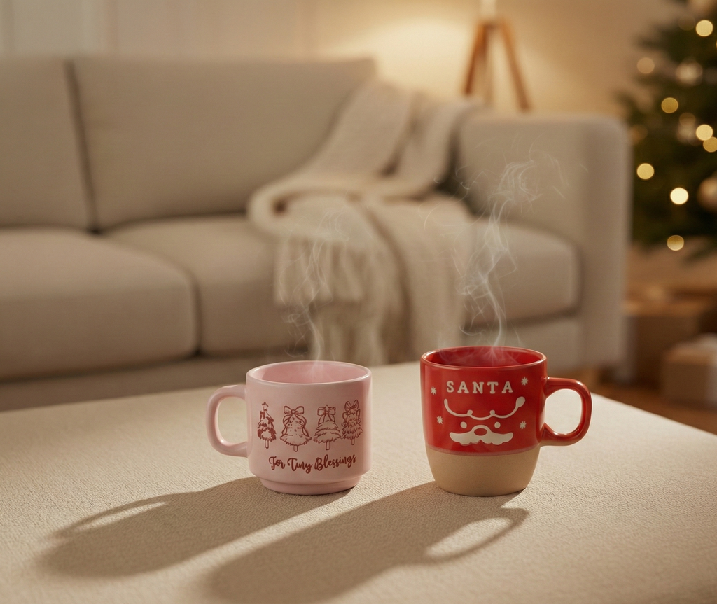 Cozy Holiday Espresso Duo 140ML – Santa & Pink Cup Set 17% OFF