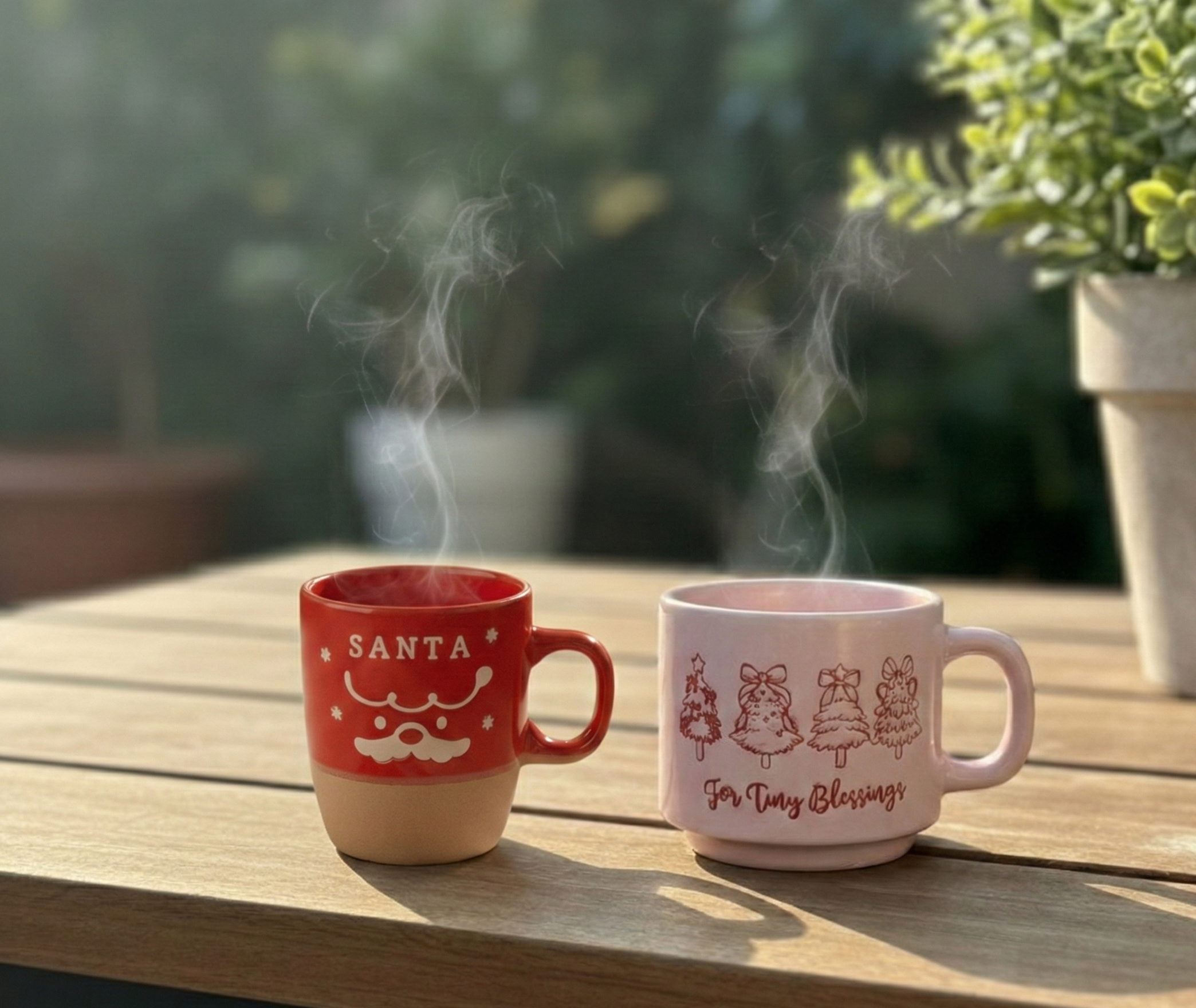 Cozy Holiday Espresso Duo 140ML – Santa & Pink Cup Set 17% OFF