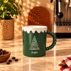 Jingle Christmas Tree Mug, Green with Twisted Handle, 350ml by Gifteila