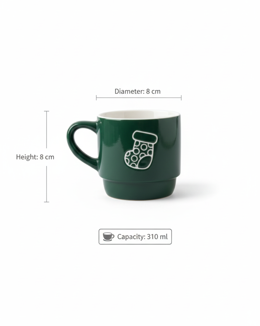 Green Christmas Stocking Cup – 310 ml Holiday Edition