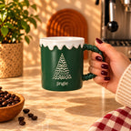 Jingle Christmas Tree Mug, Green with Twisted Handle, 350ml – view 4