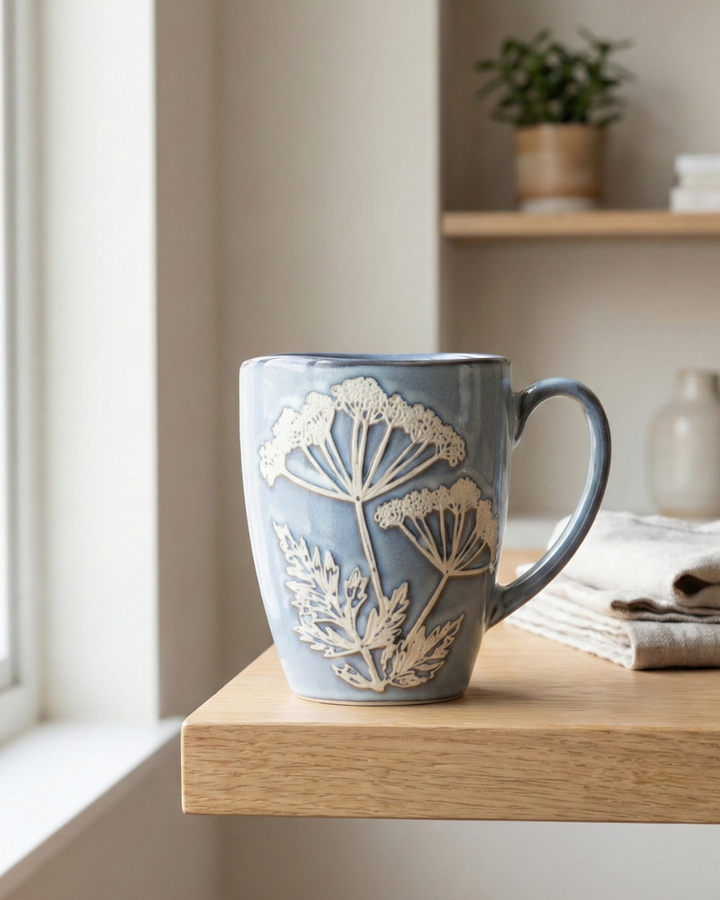 Handcrafted Floral Ceramic Mug – 500 ml