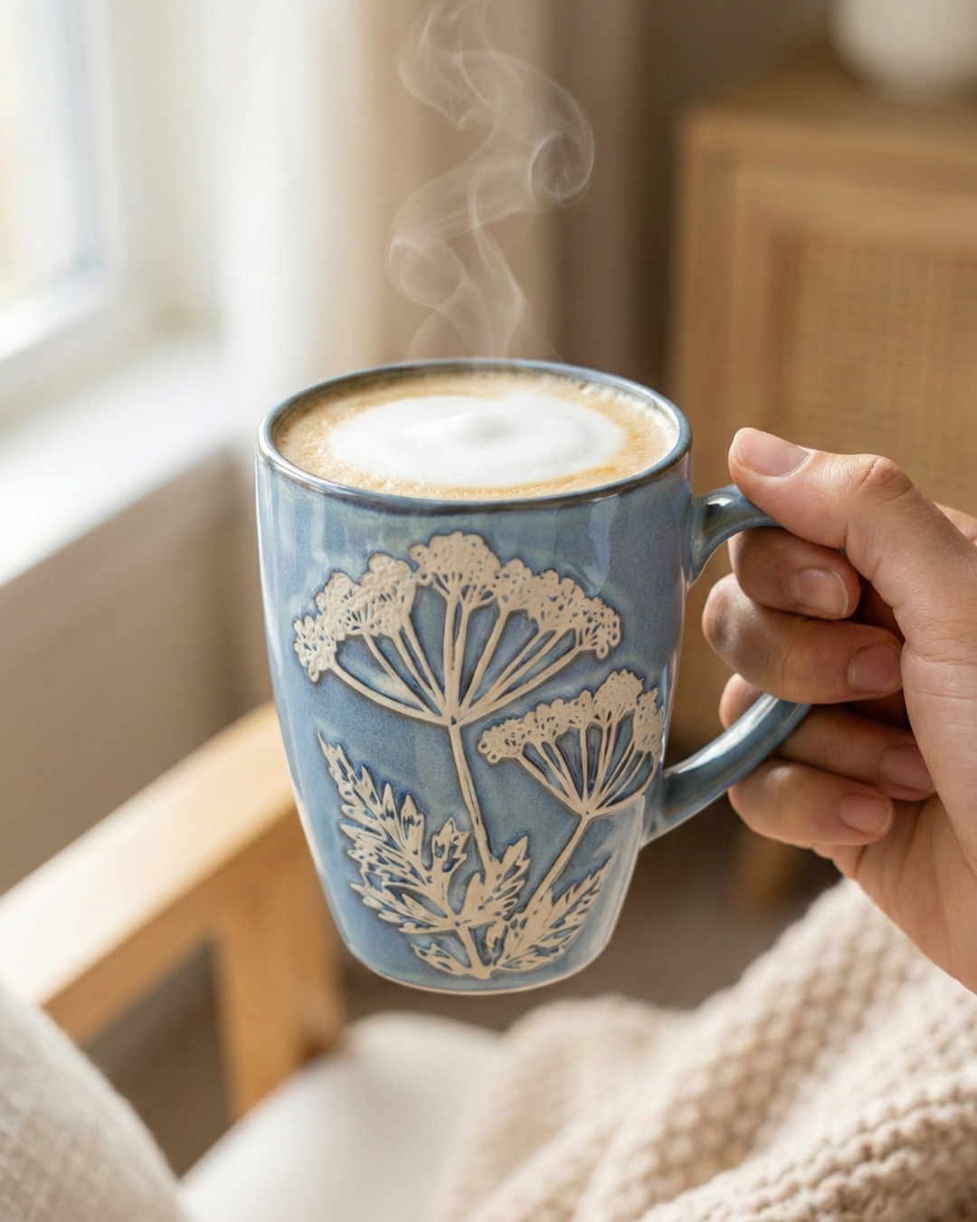 Handcrafted Floral Ceramic Mug – 500 ml