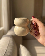 Handcrafted Speckled Ceramic Espresso Mug – Minimal Double-Curve Design