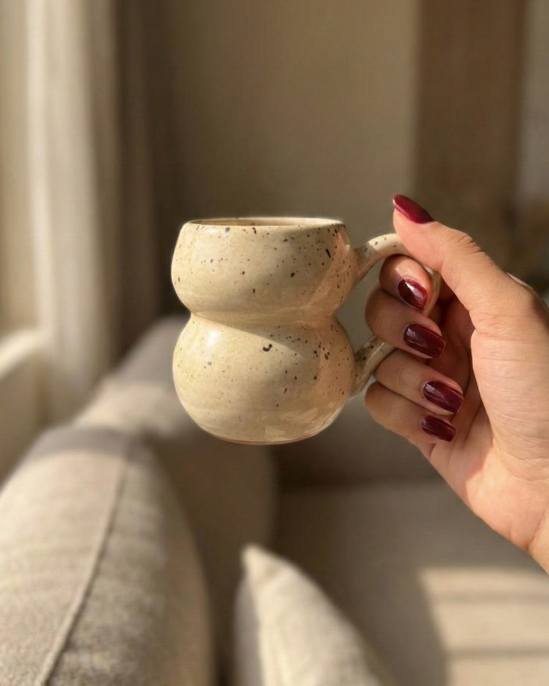 Handcrafted Speckled Ceramic Espresso Mug – Minimal Double-Curve Design