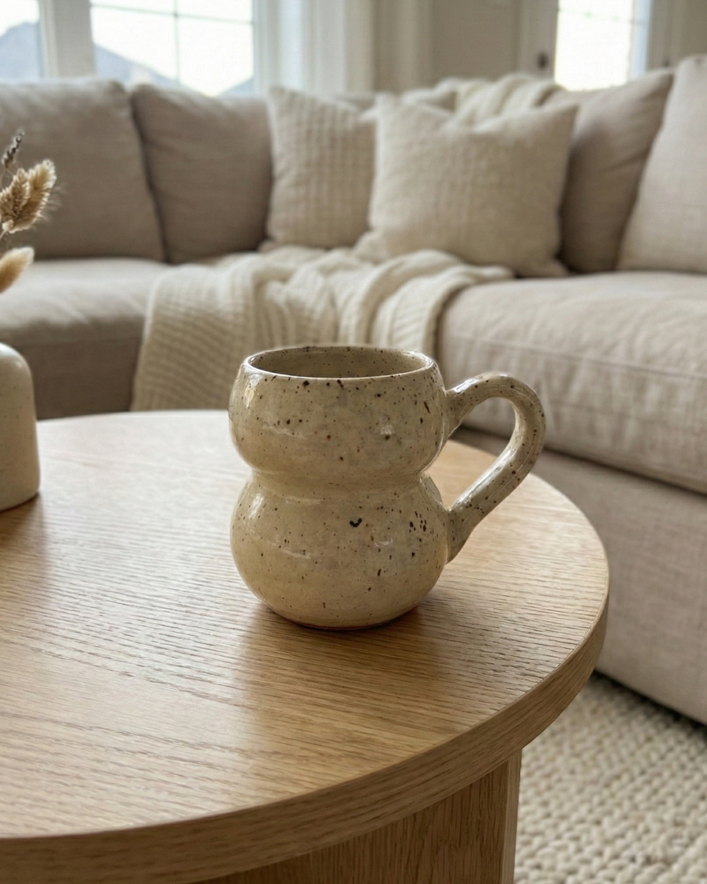 Handcrafted Speckled Ceramic Espresso Mug – Minimal Double-Curve Design