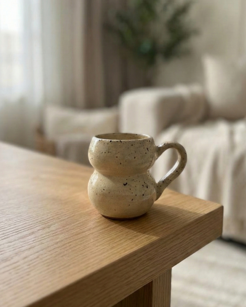 Handcrafted Speckled Ceramic Espresso Mug – Minimal Double-Curve Design