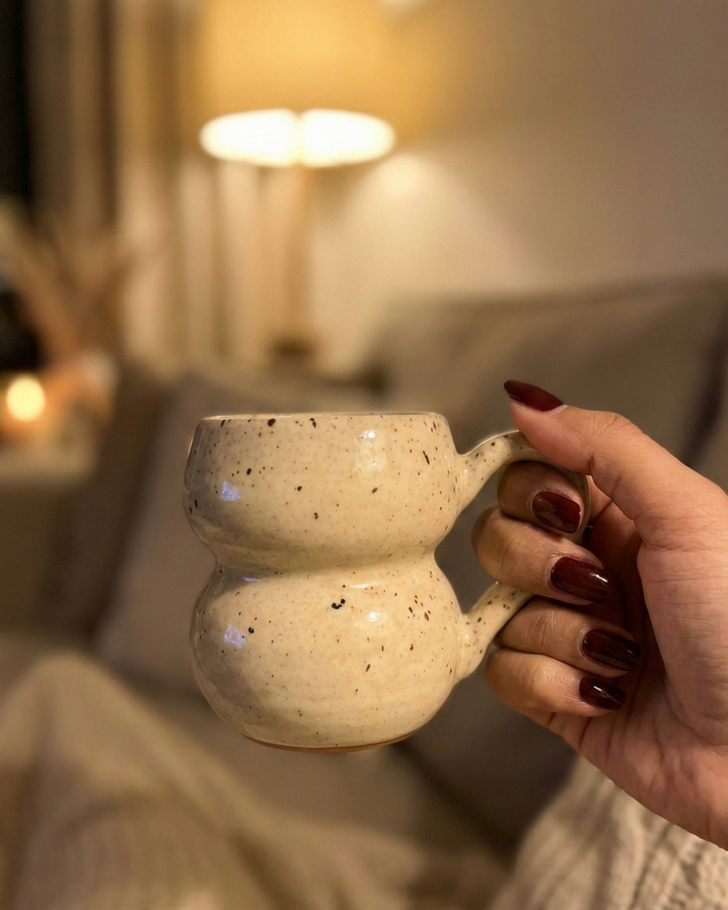 Handcrafted Speckled Ceramic Espresso Mug – Minimal Double-Curve Design