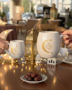 Handmade Pottery Ramadan Crescent Mug Bundle – Large 380ml  & Mini 180ml