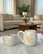 Handmade Pottery Ramadan Crescent Mug Bundle – Large 380ml  & Mini 180ml