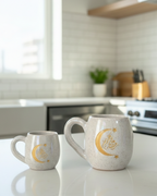Handmade Pottery Ramadan Crescent Mug Bundle – Large 380ml  & Mini 180ml