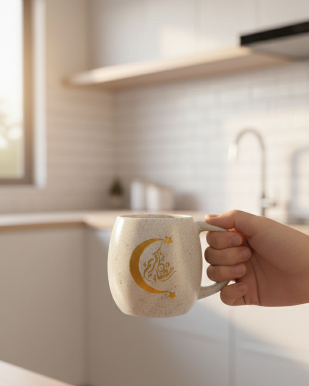 Handmade Pottery Ramadan Crescent Mug 280ml – Medium Size