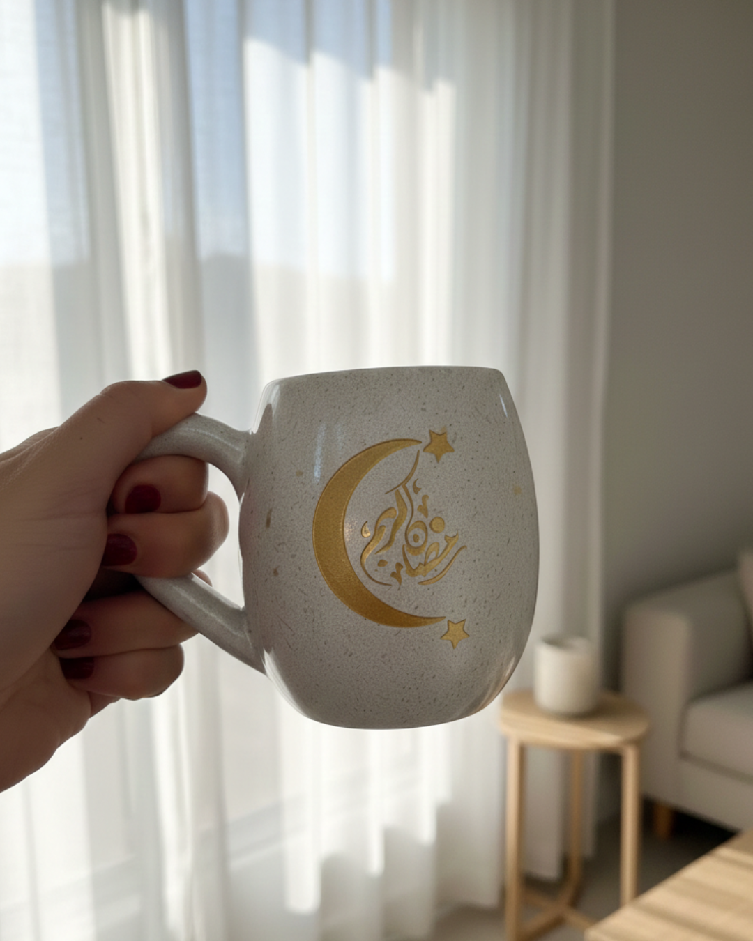 Handmade Pottery Ramadan Crescent Mug 280ml – Medium Size