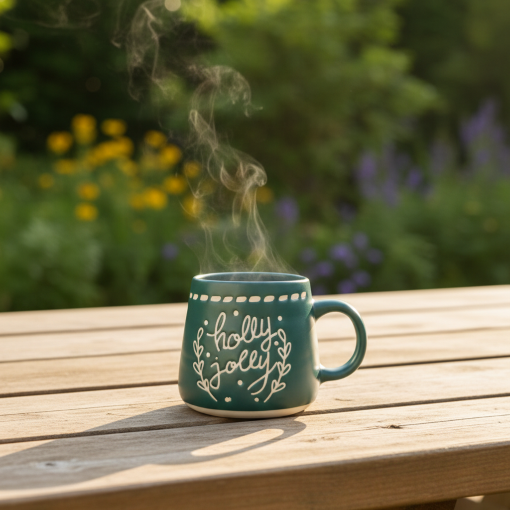 HandMade Holly Jolly Mug Large - Festive Christmas Coffee Mug