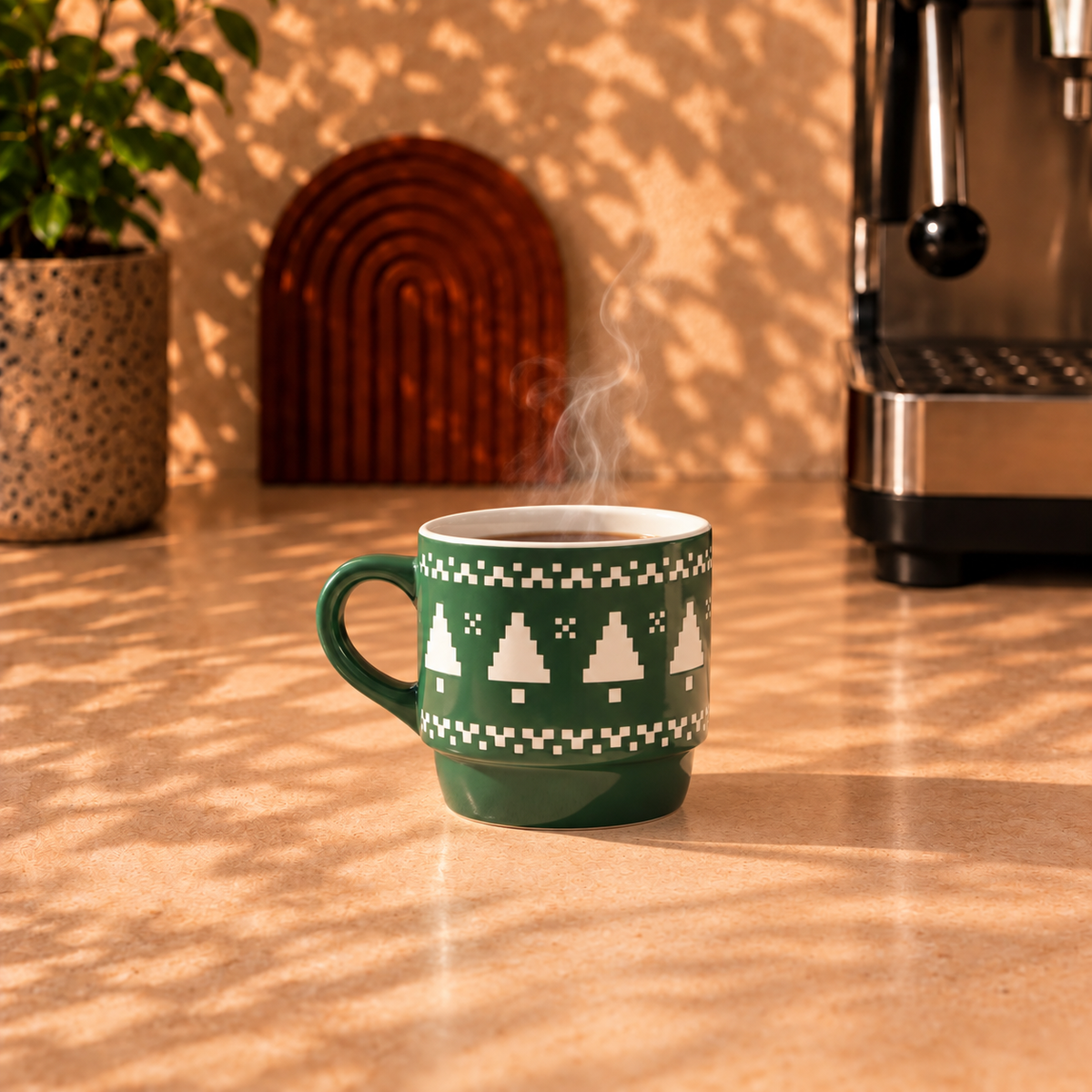 Green Pixel Christmas Tree Cup - ceramic cup gift by Gifteila