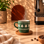 Green Pixel Christmas Tree Cup - ceramic cup, view 4 of 6