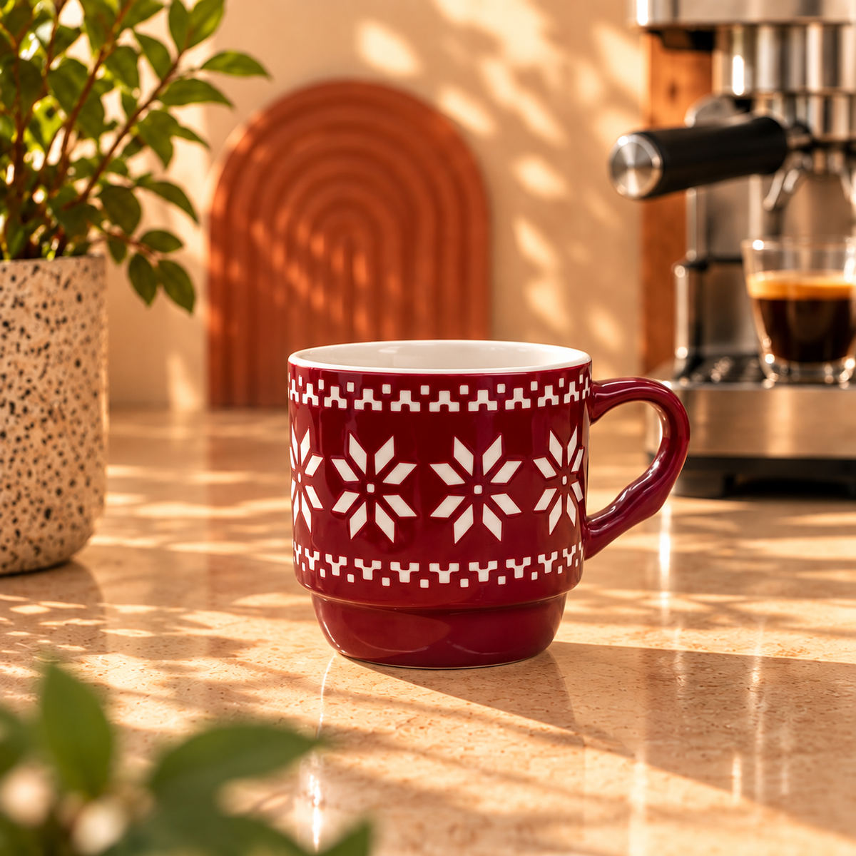 Nordic Snowflake Christmas Mug – 310ml - ceramic mug gift by Gifteila
