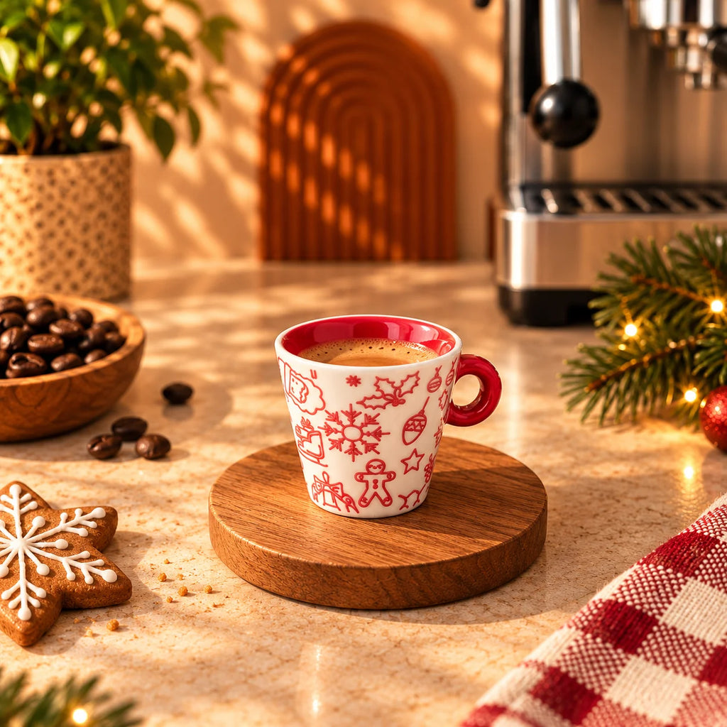 Christmas Doodles Espresso Cup, Red & Cream, 90ml – view 3