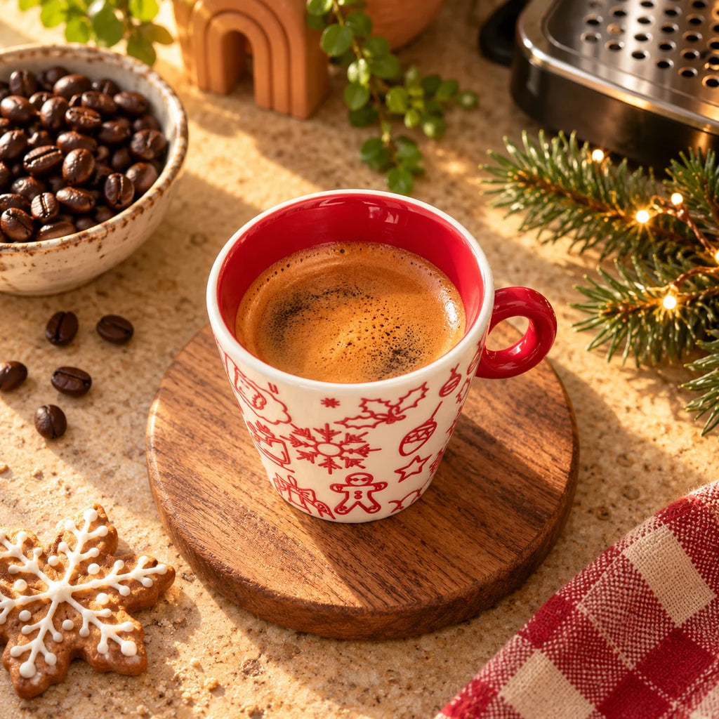 Christmas Doodles Espresso Cup, Red & Cream, 90ml – view 4