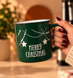 Merry Christmas Stars Mug, Forest Green, 500ml – view 2
