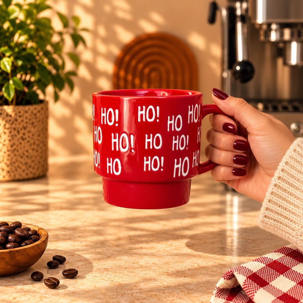 Ho Ho Ho Christmas Mug, Festive Red, 350ml – view 3
