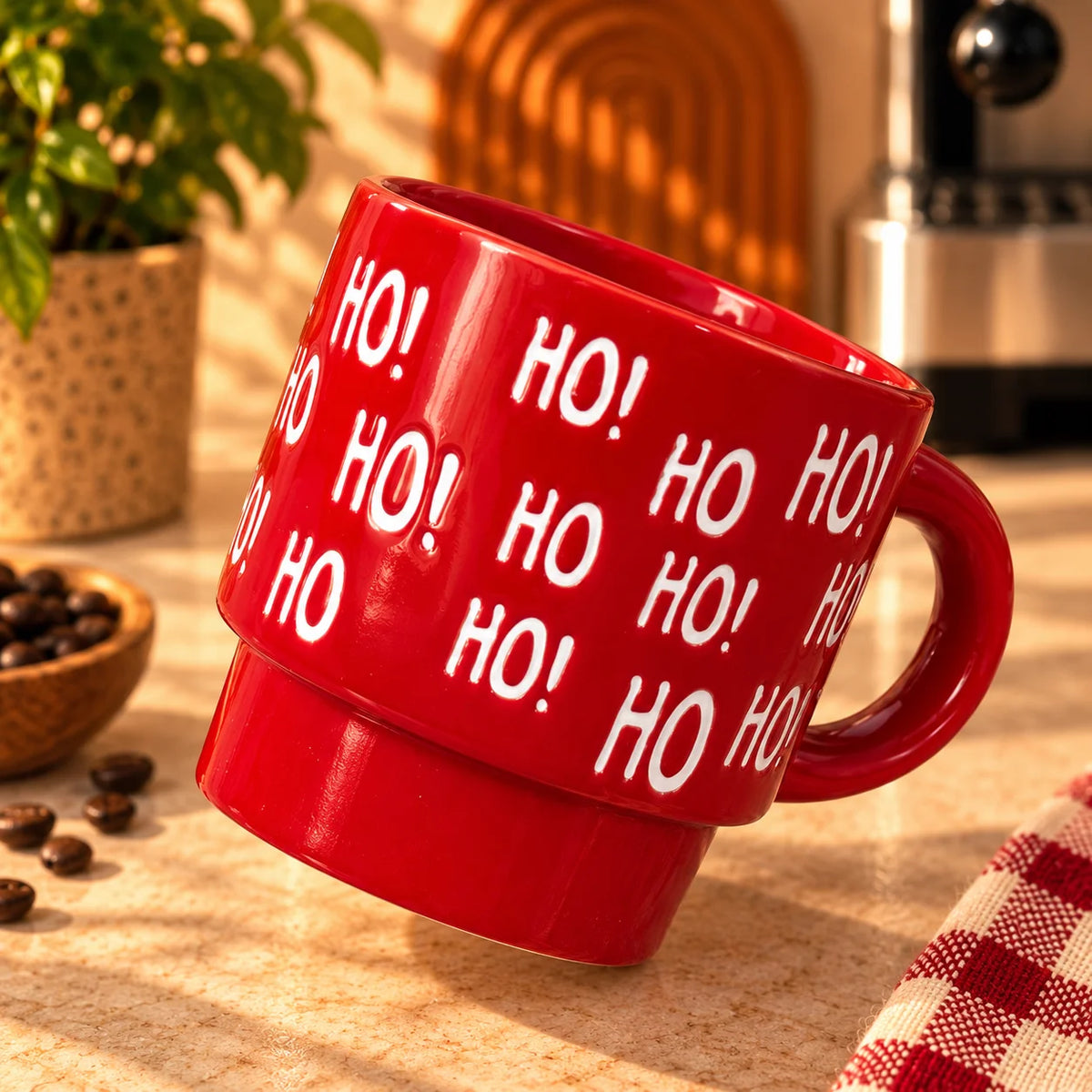 Ho Ho Ho Christmas Mug, Festive Red, 350ml – view 4