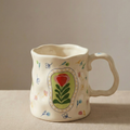Botanical Charm Ceramic Mug – Handcrafted Nature Design | Luxury Coffee Cup 400ML - Gifteila
