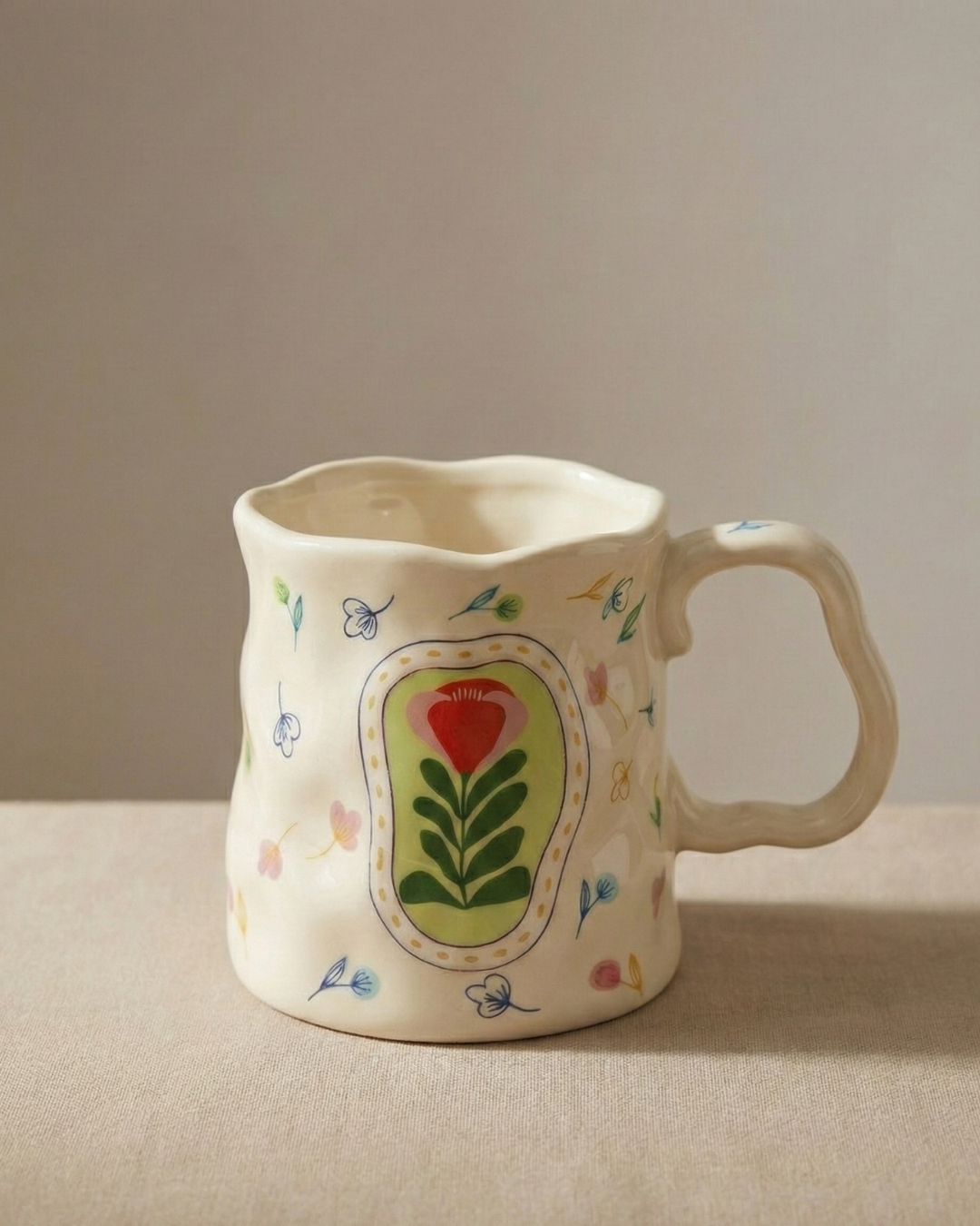 Botanical Charm Ceramic Mug – Handcrafted Nature Design | Luxury Coffee Cup 400ML