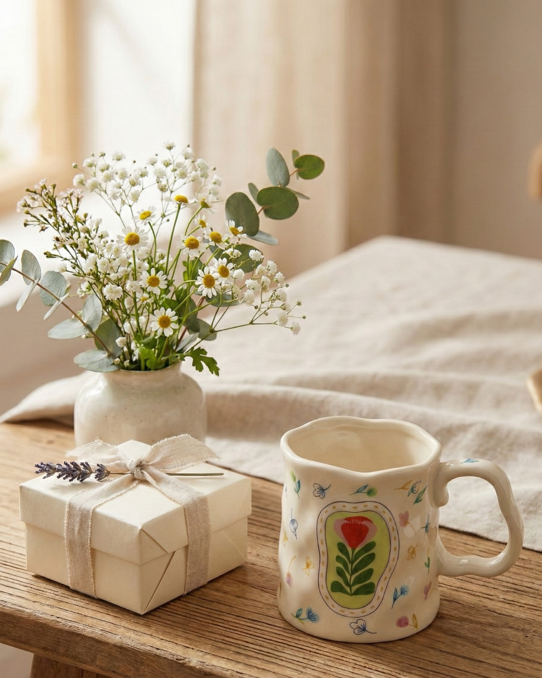 Botanical Charm Ceramic Mug – Handcrafted Nature Design | Luxury Coffee Cup 400ML