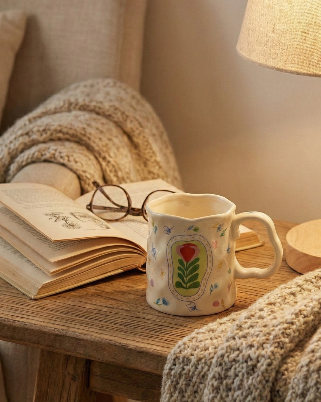 Botanical Charm Ceramic Mug – Handcrafted Nature Design | Luxury Coffee Cup 400ML