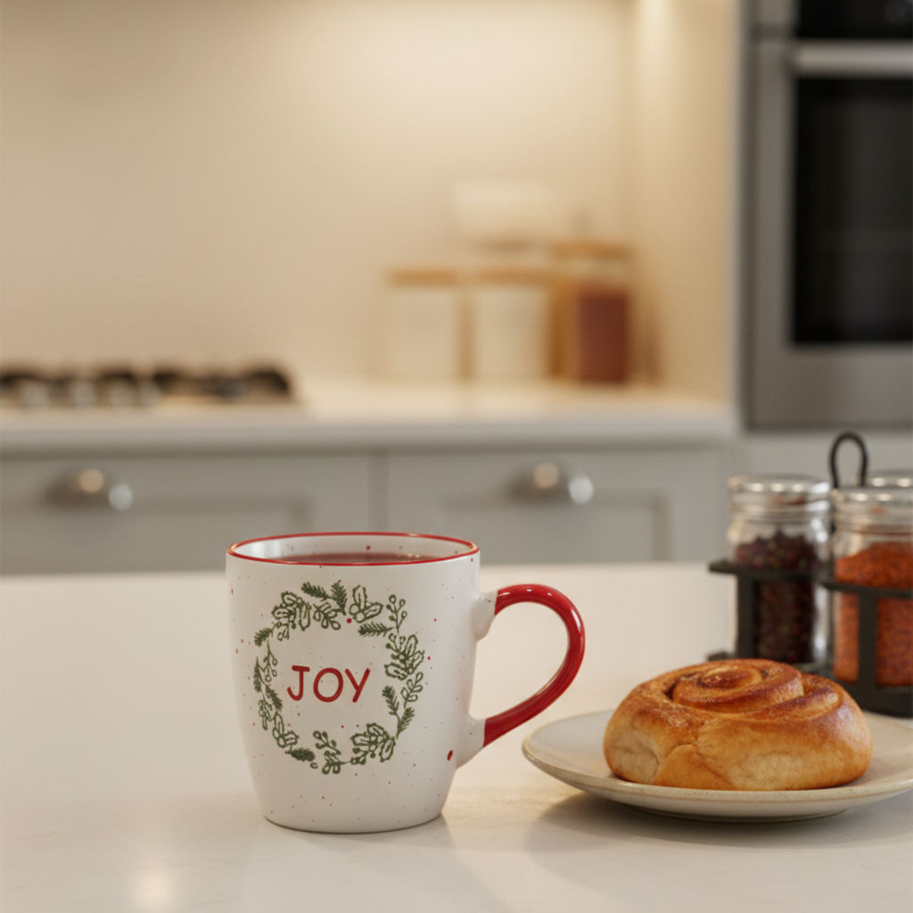 Handmade Joy Christmas Mug – Festive Ceramic Cup (350ml) | Holiday Coffee & Hot Chocolate Mug - Gifteila