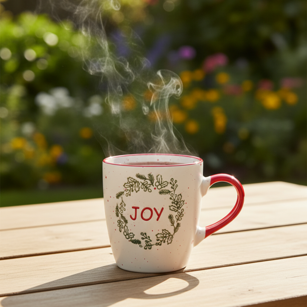 Handmade Joy Christmas Mug – Festive Ceramic Cup (350ml) | Holiday Coffee & Hot Chocolate Mug - Gifteila