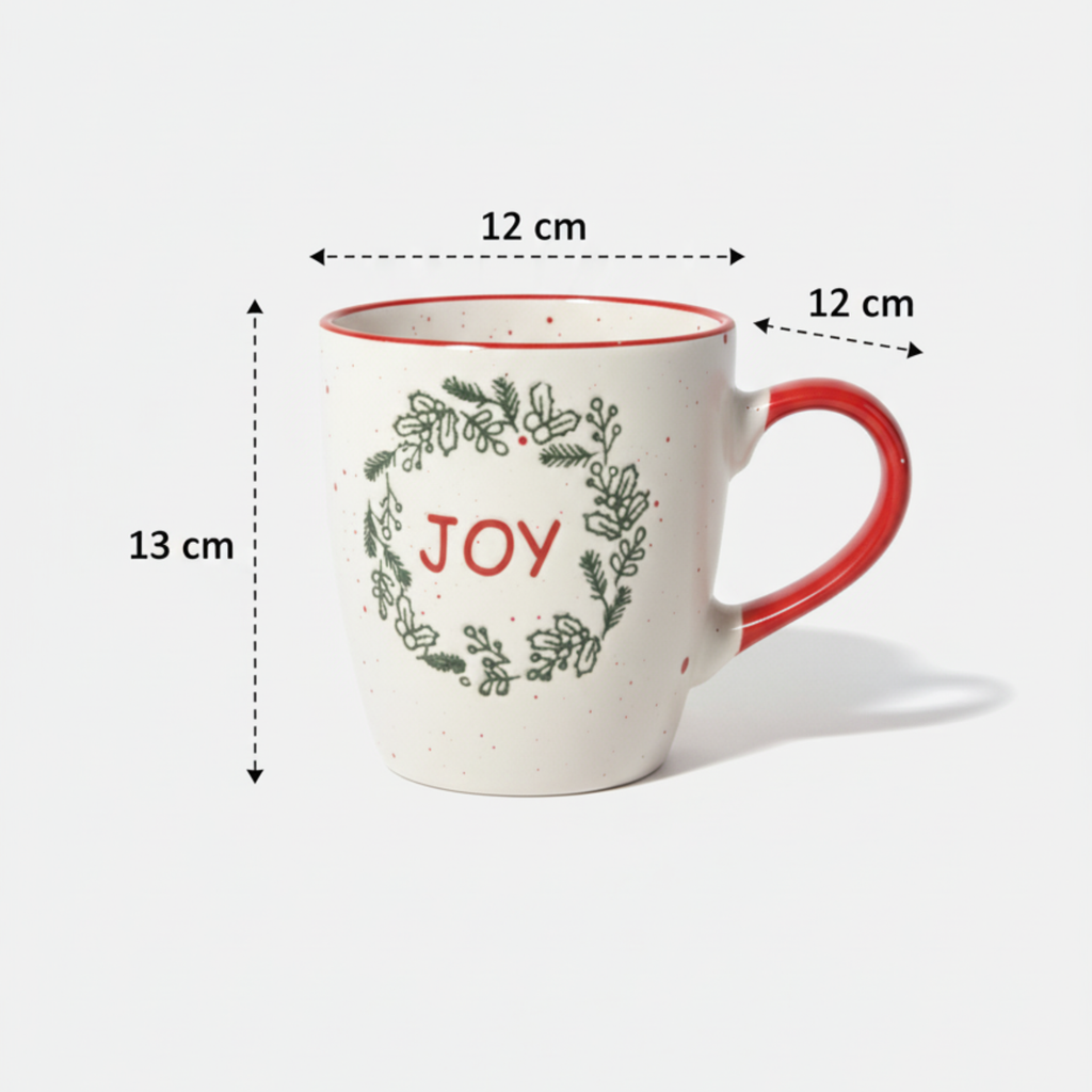 Handmade Joy Christmas Mug – Festive Ceramic Cup (350ml) | Holiday Coffee & Hot Chocolate Mug - Gifteila