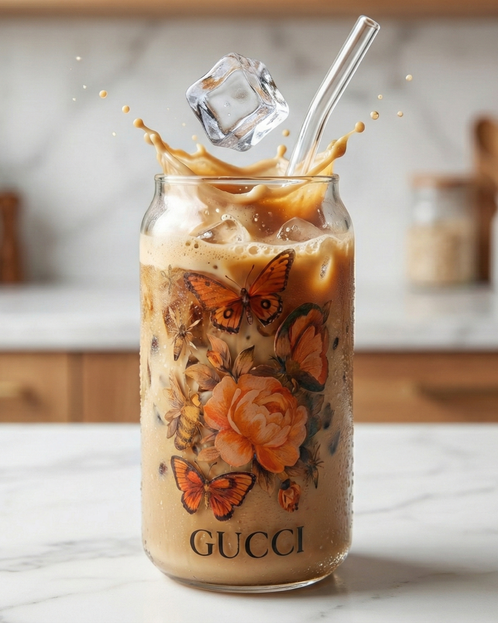 Luxury Coffee Glass Jar – Bamboo Lid & Straw
