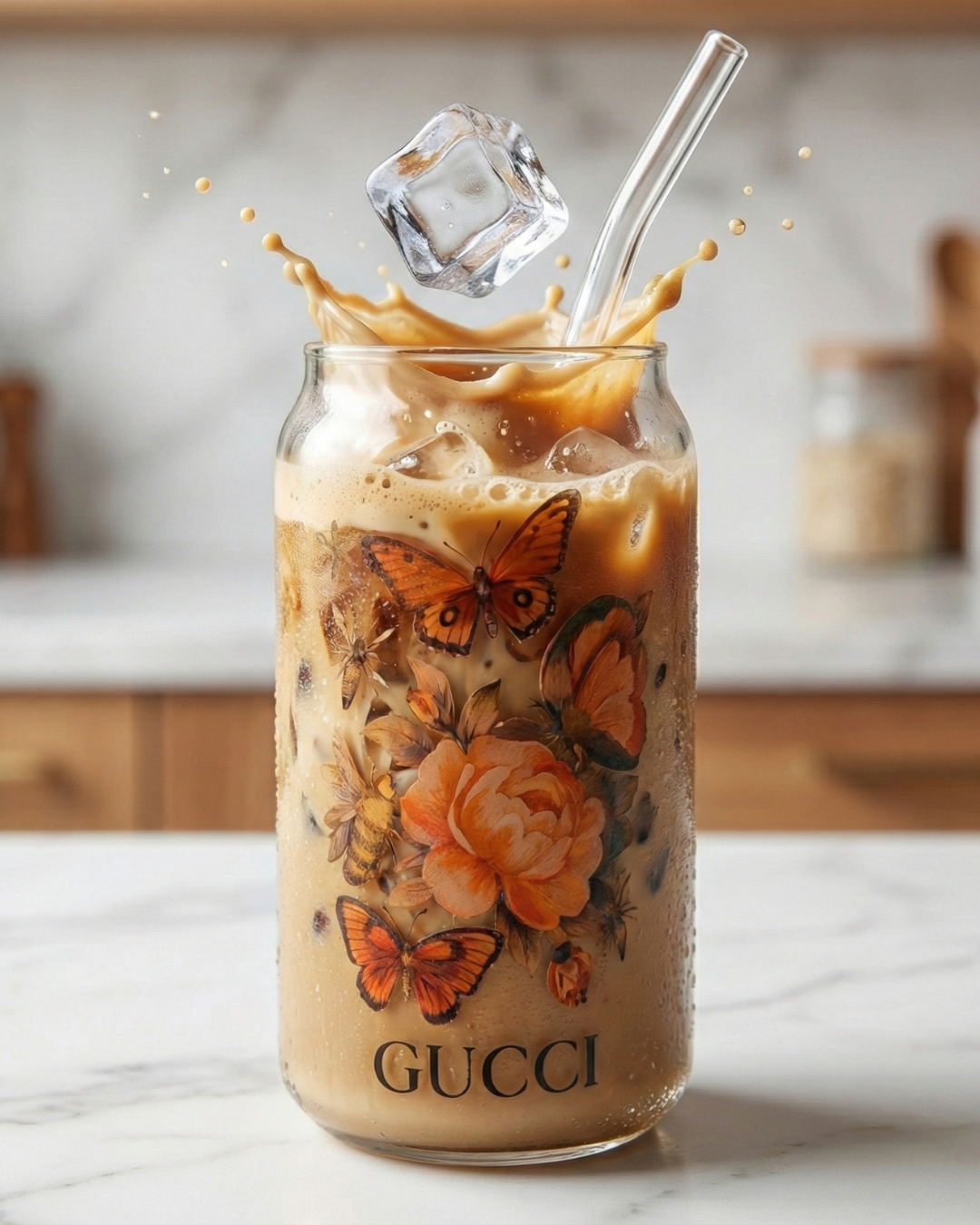 Luxury Coffee Glass Jar – Bamboo Lid & Straw