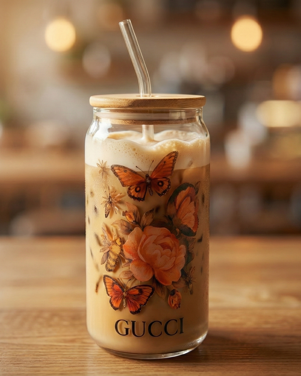 Luxury Coffee Glass Jar – Bamboo Lid & Straw
